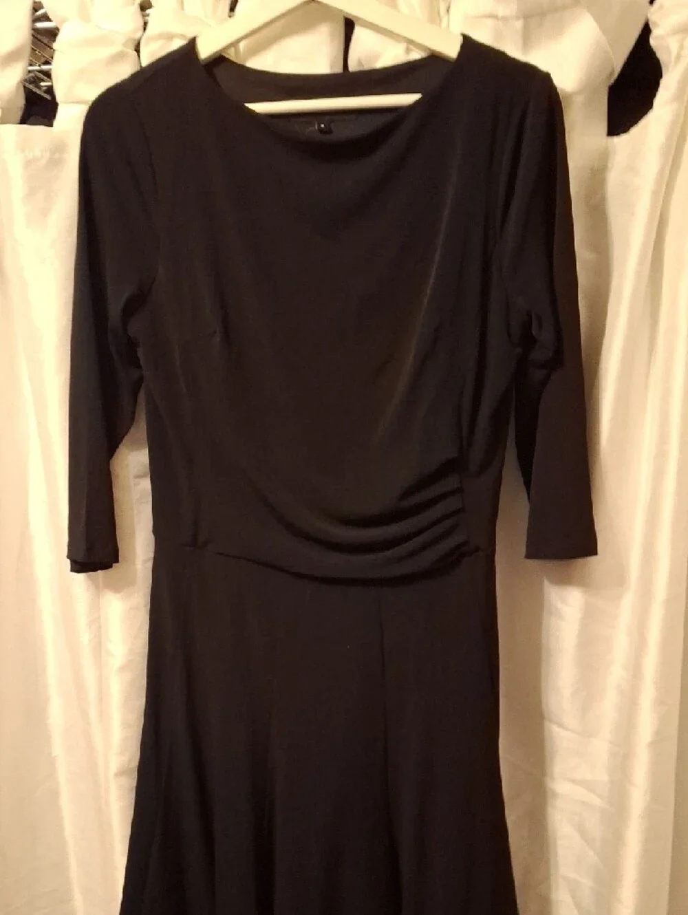 Black Long-Sleeve Fit-and-Flare Dress